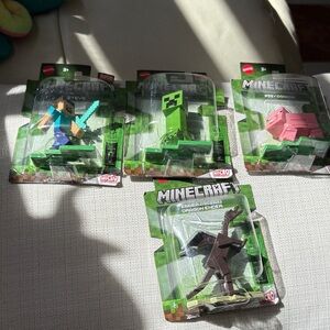 Mattel Minecraft Action Figure (4 ) bundle Green, Pink, Brown